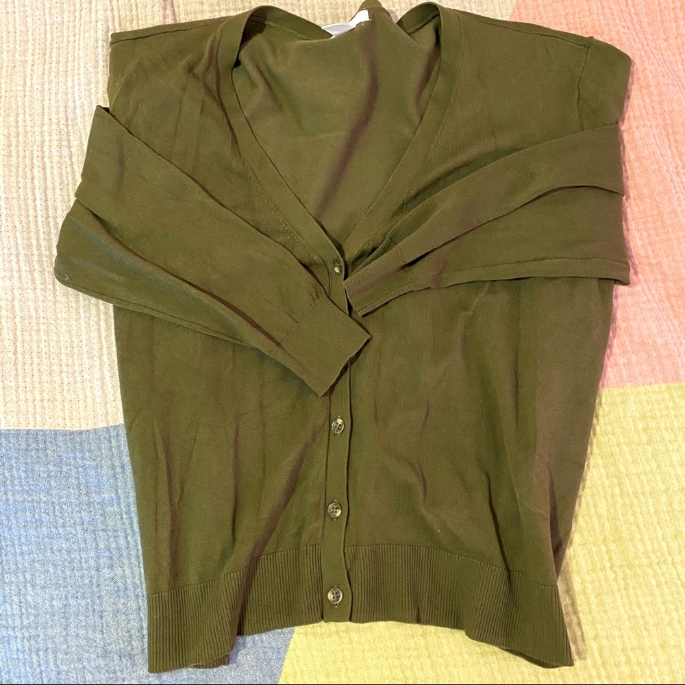 Olive Green Cropped Cardigan